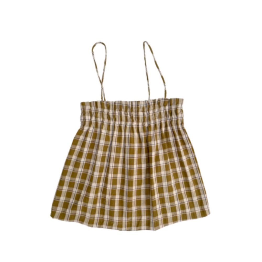 Ali Golden Elastic Tank Olive Plaid